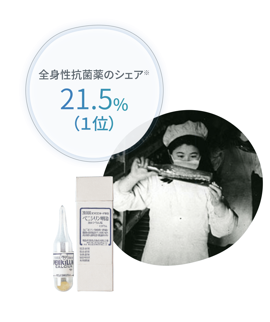 全身性抗菌薬のシェア 21.5%(1位)