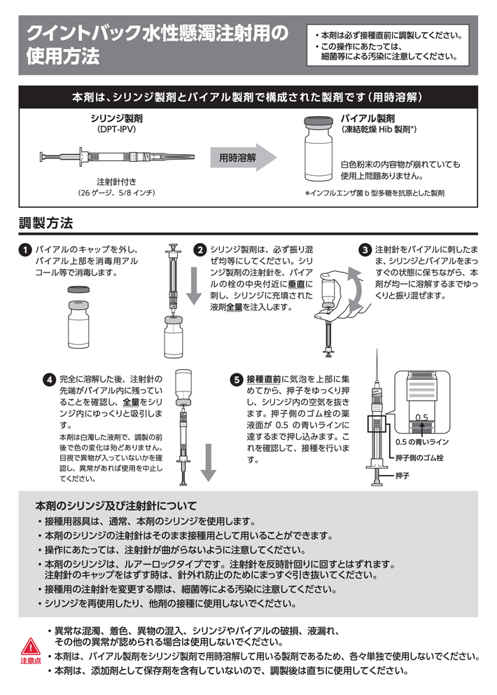 クイントバック水性懸濁注射用の調製方法を教えてください。｜製品Q＆A